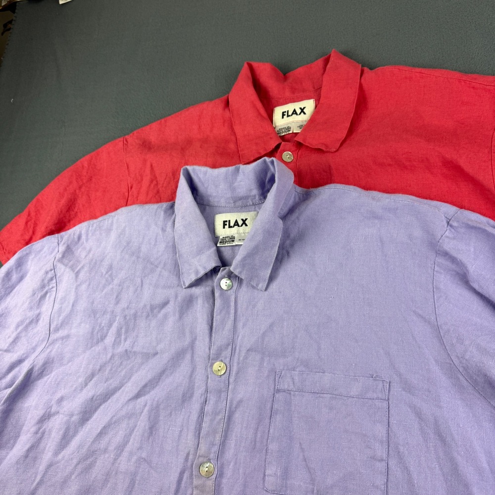 FLAX Linen Shirt Men's M Purple Red Overzied Baggy European Vintage Engelhart
